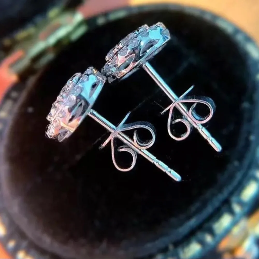 💙Cute Sterling Sterling Silver Color Stud Earrings - Picture 2 of 4